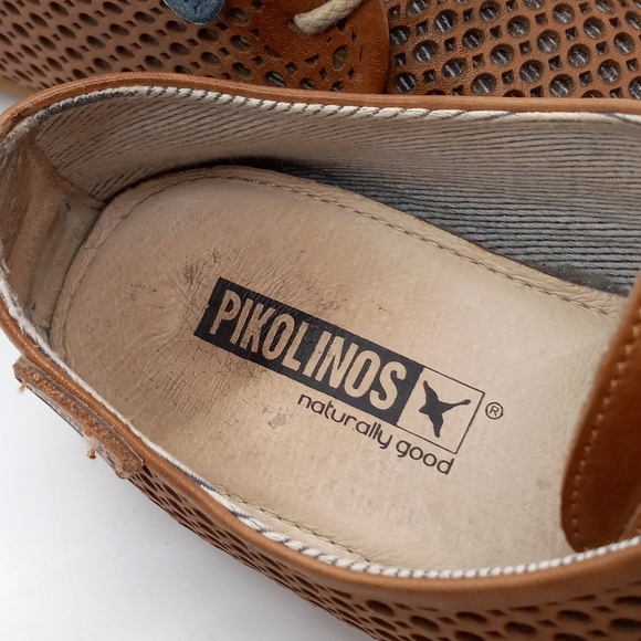 🔥OVER $100+ OFF!🔥37 6.5 7 PIKOLINOS LAZER CUT BROWN LEATHER RUBBER SOLE FLATS - Picture 11 of 16